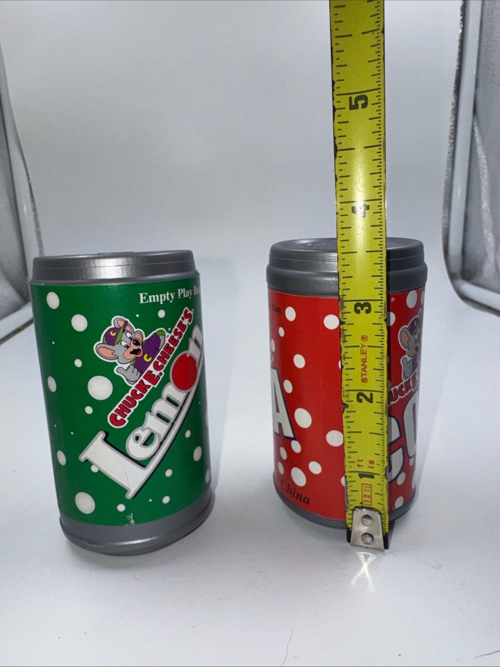 Chuck E Cheese 2005 Plastic Lemon & Cola Soda Can Toy About 3.5” Lot Of 2 - Picture 9 of 9